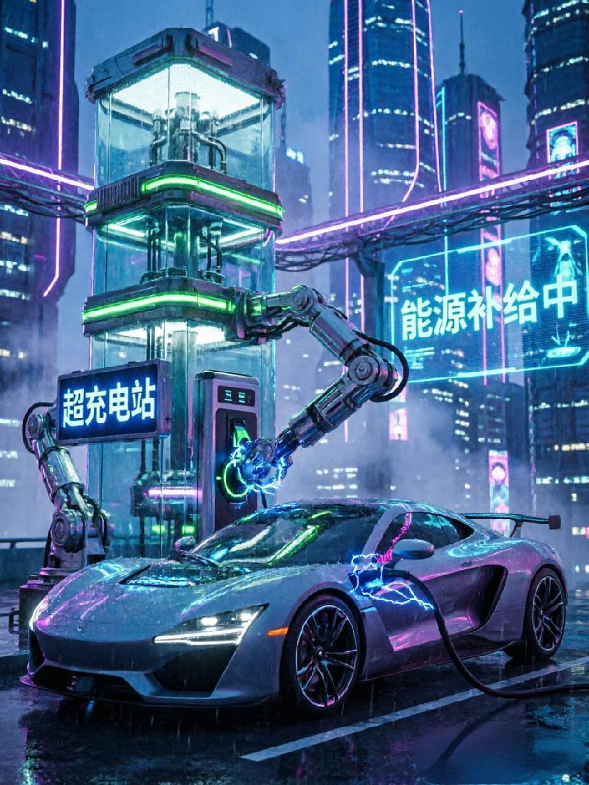 未来城市中的智能汽车超充场景